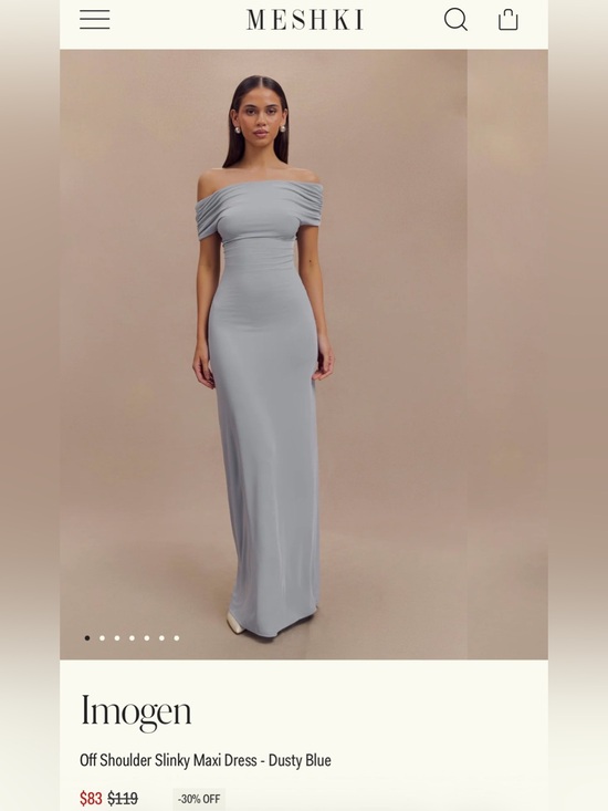 Meshki Dresses & Skirts - NWT Meshki Imogen Off-Shoulder Slinky Maxi Dress in Dusty Blue